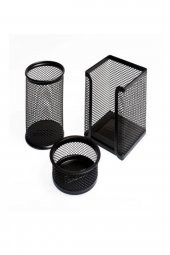 easyso Linea Fileli Metal Masa Seti 3lü Masüstü Kalemlik Seti - 1