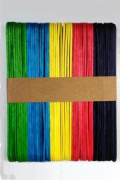 Elif İş Eğitimi Geniş Renkli Ahşap Çubuk 50 Li 4 Paket Dil Çubuğu Abeslang 200 Adet Set - 2