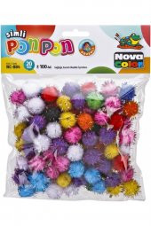 Nova Color Ponpon Simli 20 mm Karışık Renk Simli 100lü (nc-884) - 1