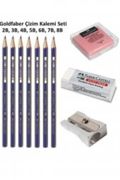Faber Castell Dereceli Kalem Karakalem Eskiz Kalemleri 2b 3b 4b 5b 6b 7b 8b , Hamur Silgi , Kalemtraş, Beyaz Silgi - 1