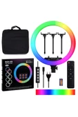 Rgb Ring Light 45 Cm Led Selfie Youtuber Tiktok Işığı 210 Cm Tripod Çanta Ve Kumandalı - 2