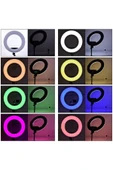 36 Cm Rgb Ring Light  Led Selfie Youtuber Tiktok Işığı 210 Cm Tripod Kumanda Hediyeli thumbnail 3
