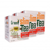 3 Kutu Slim Tea Kiraz Sapı & Biberiyeli Green Slim Tea 45x3 Adet Süzen Poşet - 1