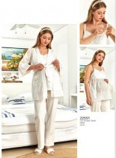 Cossy By Aqua 22501 Fistolu Hamile Lohusa Pijama Sabahlık Takım - 5