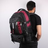 Bagacar IZDAG Siyah Bordo Seyahat Sırt Çantası 60 LT 17" Laptop Bölmeli - 1