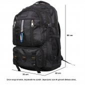 Bagacar IZDAG Siyah Siyah Seyahat Sırt Çantası 60 LT 17" Laptop Bölmeli - 8