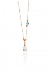 Gümüş dorica toplu taşlı damla kolye SGTL9018 thumbnail 2