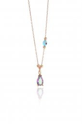 Gümüş dorica toplu taşlı damla kolye SGTL9018 thumbnail 5