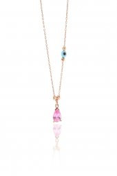 Gümüş dorica toplu taşlı damla kolye SGTL9018 thumbnail 6