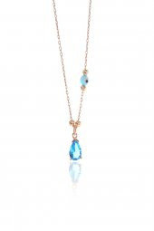 Gümüş dorica toplu taşlı damla kolye SGTL9018 thumbnail 8