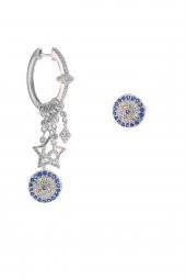 Gümüş nazar modeli rodajlı şans küpe thumbnail 2