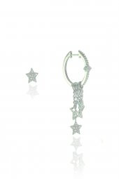 Gümüş yıldız modeli rodajlı şans küpe thumbnail 1