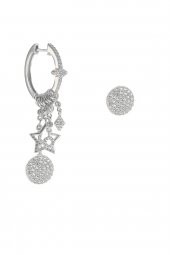 Gümüş yuvarlak modeli şans küpe thumbnail 1