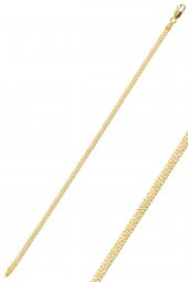 Gümüş 3 mm kalınlığında altın rengi desenli italyan yassı modeli bileklik SGTL10098GOLD - 1