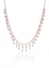 Gümüş rose zirkon taşlı damla pullu kolye thumbnail 1