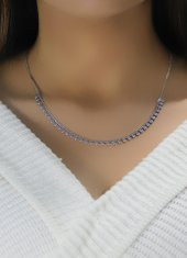 Gümüş rodyumlu turkuaz taşlı gurmet zincirli kolye thumbnail 2