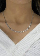 Gümüş rodyumlu gurmet zincirli piramit kolye thumbnail 2