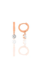 Gümüş  tek taşlı halka küpe thumbnail 2