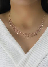 Gümüş rose zirkon taşlı pullu kolye - 2