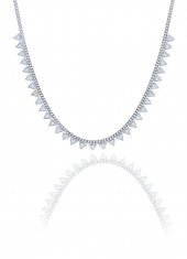 Gümüş rodyumlu zirkon taşlı gurmet zincirli piramit kolye thumbnail 1