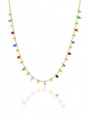 Gümüş altın yaldızlı doğal taşlı renk cümbüşü kolye thumbnail 1