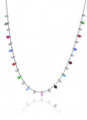 Gümüş rodyumlu doğal taşlı renk cümbüşü kolye thumbnail 1