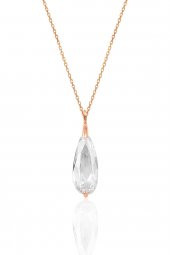 Gümüş rose zirkon taşlı damla kolye - 1
