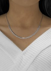 Gümüş rodyumlu zirkon taşlı gurmet zincirli kare kolye thumbnail 2