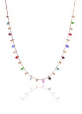 Gümüş rose doğal taşlı renk cümbüşü kolye thumbnail 1