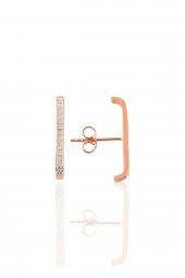 Gümüş rose zirkon taşlı style küpe - 1