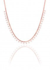 Gümüş rose zirkon taşlı gurmet zincirli yıldız kolye - 1