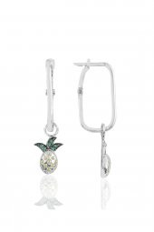 Gümüş rodyumlu ananas göçmen küpe - 1