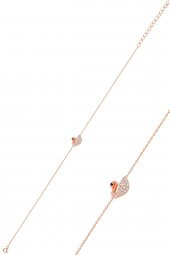 Gümüş rose zirkon taşlı kuğu bileklik - 1