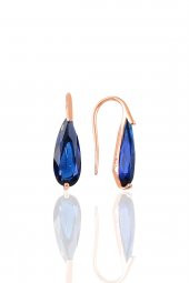Gümüş rose safir taşlı damla modeli küpe - 1