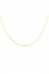 Gümüş 60 cm altın rengi aralıklı figaro zincir SGTL10101GOLD - 1