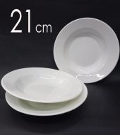 3 Adet Sağlam Beyaz Melamin 21cm Çukur Yemek Tabağı Ev Lokanta Tipi Porsiyon Sulu Yemek Haşlama Kabı - 1