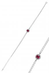 Gümüş rodyumlu kök yakut taşlı pırlanta montürlü bileklik - 1