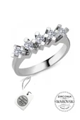 Gümüş Swarovski beş taşlı çapraz modeli yüzük SGTL20511 thumbnail 1