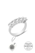 Gümüş Swarovski beş taşlı yüzük SGTL20513 - 2