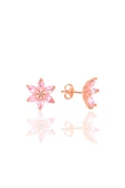 Gümüş rose  taşlı nilüfer lotus çiçeği küpe SGTL10388 - 1