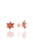 Gümüş rose  taşlı nilüfer lotus çiçeği küpe SGTL10388 - 3