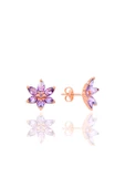 Gümüş rose  taşlı nilüfer lotus çiçeği küpe SGTL10388 - 4