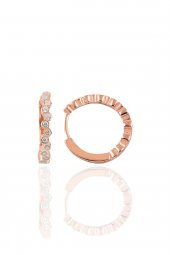 Gümüş rose 17 mm sıra taşlı halka küpe - 1