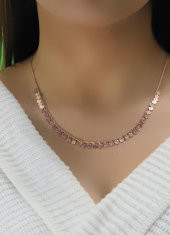 Gümüş rose dövme modeli pullu kolye thumbnail 2