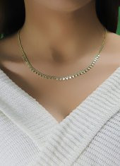 Gümüş altın yaldızlı  gurmet zincirli piramit kolye thumbnail 2