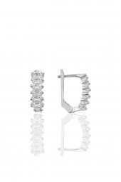 Gümüş Baget taşlı j küpe modeli küpe - 1