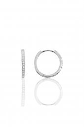 Gümüş 17 mm rodyumlu zirkon taşlı tamtur halka küpe - 1