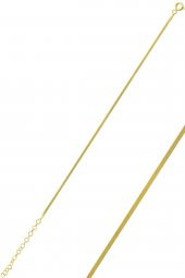 Gümüş altın rengi 1,4 mm kalınlığında italyan yassı bileklik SGTL10096GOLD - 1