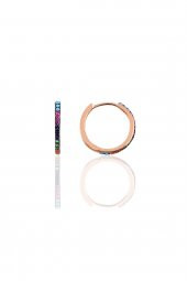 Gümüş renkli taşlı 14 mm halka küpe - 1