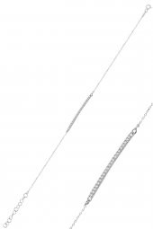Çubuk Model Zirkon Taşlı Rodyum Kaplama Gümüş Bileklik SGTL10092RODAJ - 1